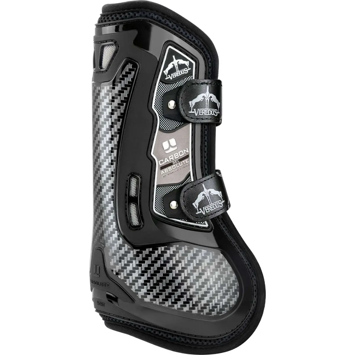 Veredus Peesbeschermers Carbon Gel Absolute Velcro Straps Front Zwart 1