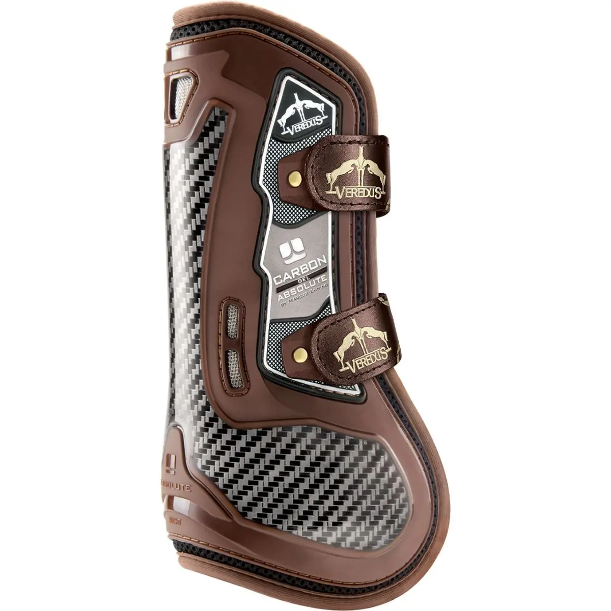 Veredus Peesbeschermers Carbon Gel Absolute Velcro Straps Front Bruin 1