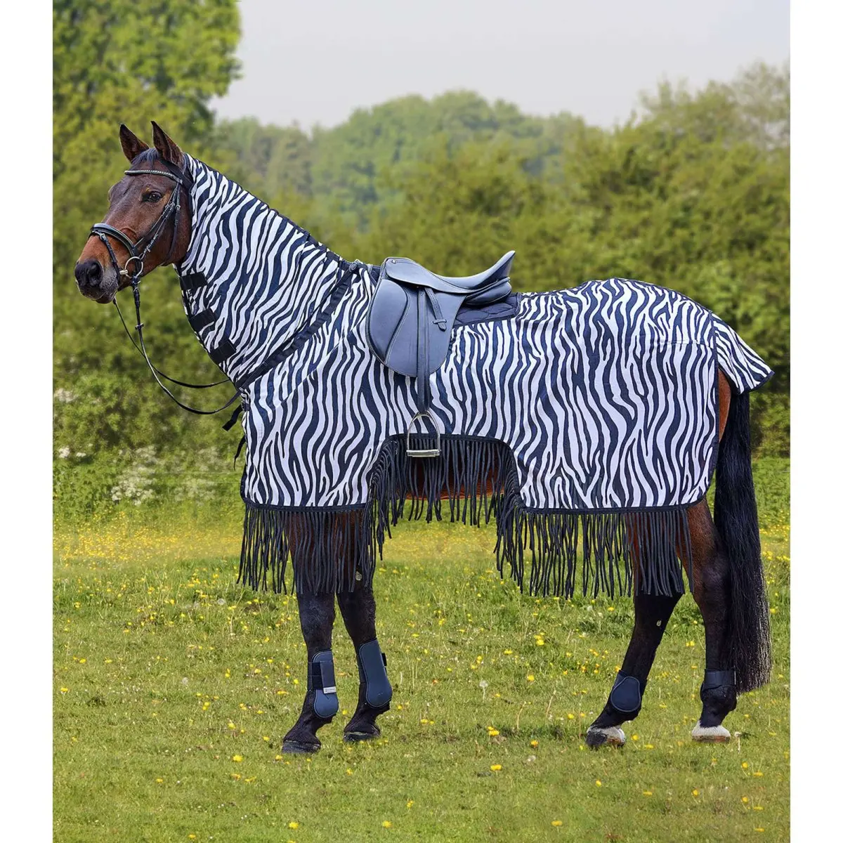 Waldhausen Vliegenuitrijdeken Zebra Met Franjes Zebra 1