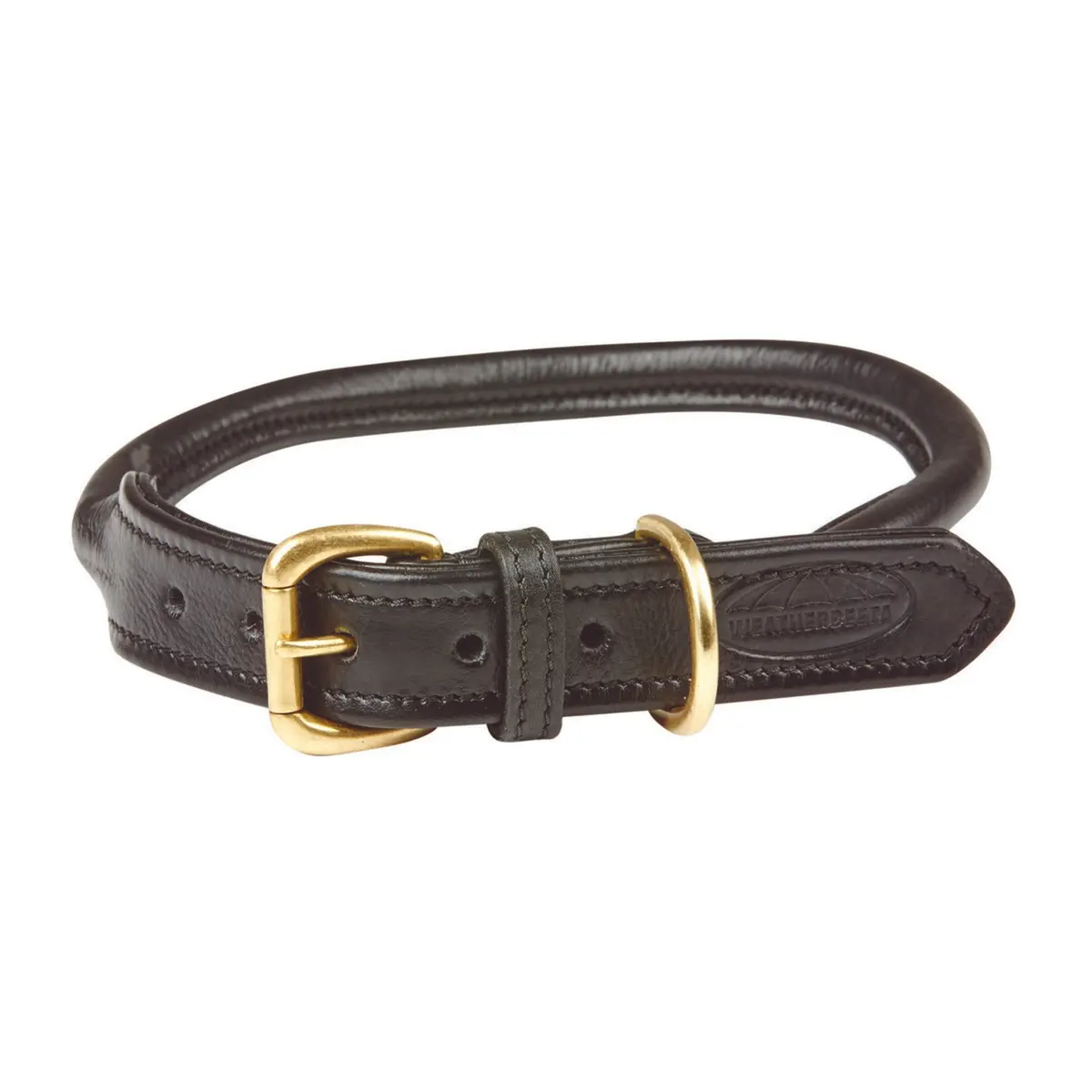 Weatherbeeta Dog Collar Rolled Leather Black 1