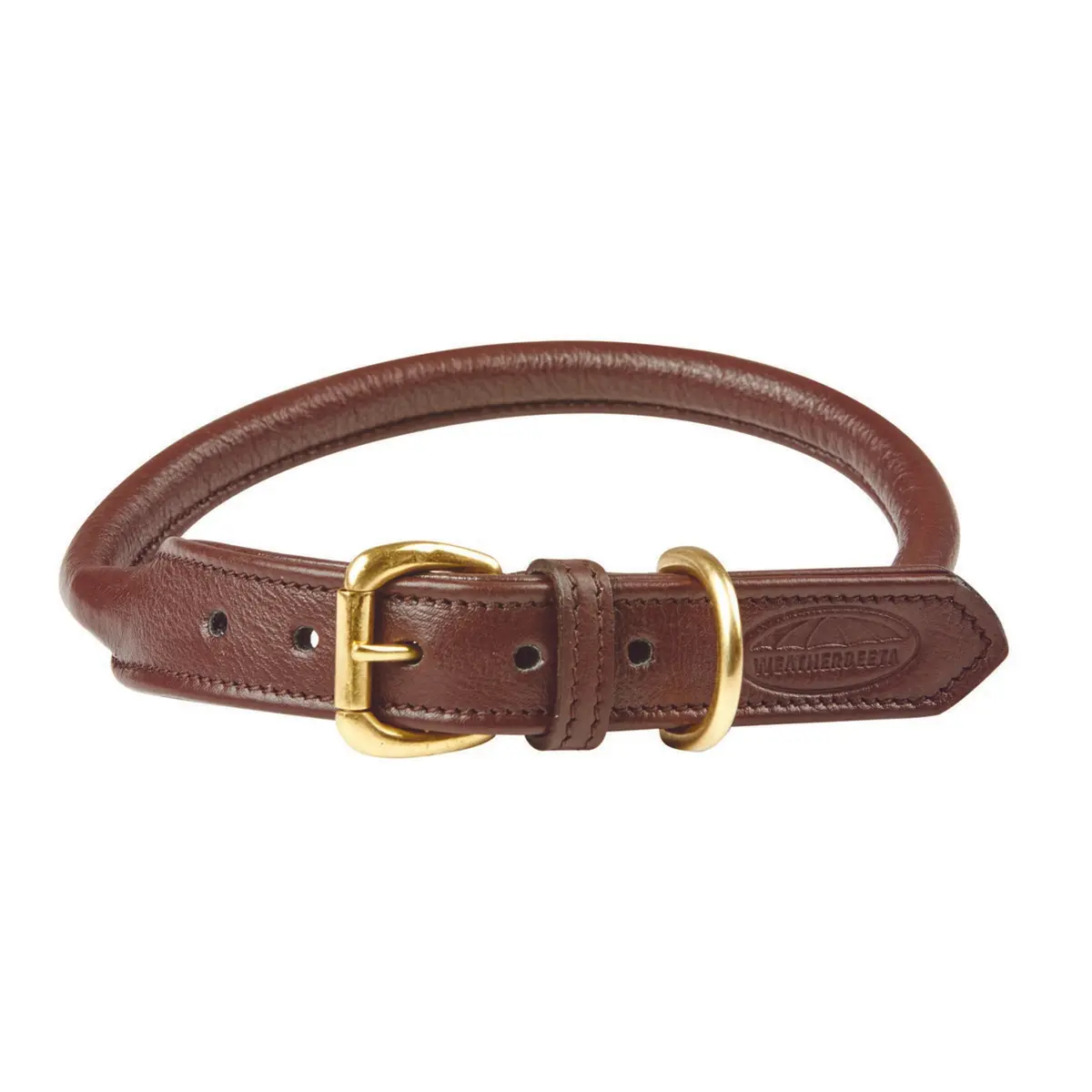 Weatherbeeta Dog Collar Rolled Leather Brown 1