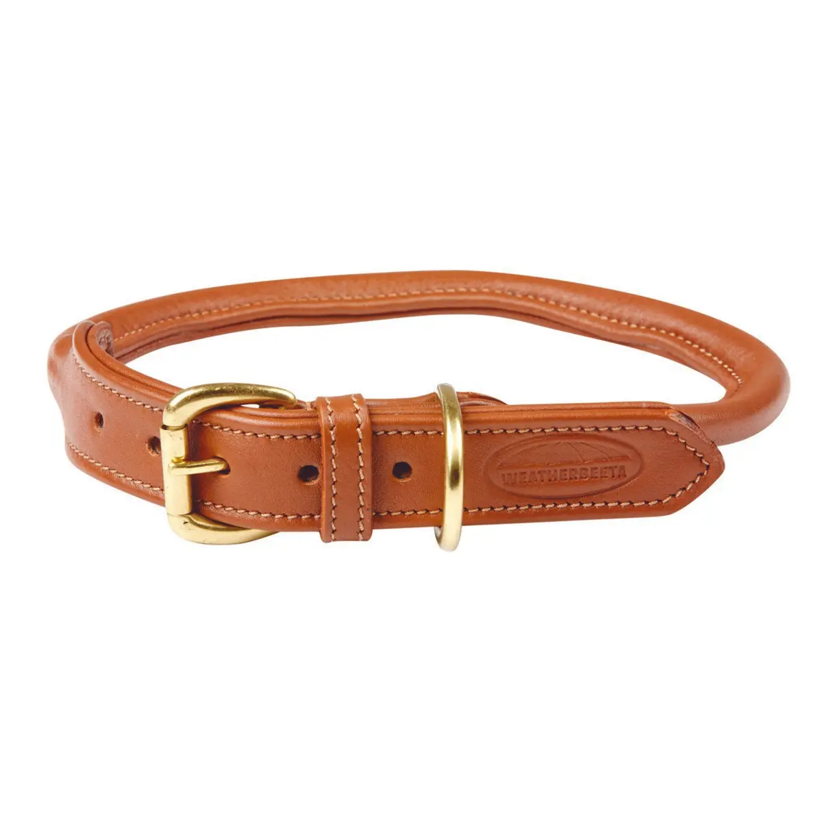Weatherbeeta Dog Collar Rolled Leather Tan 1