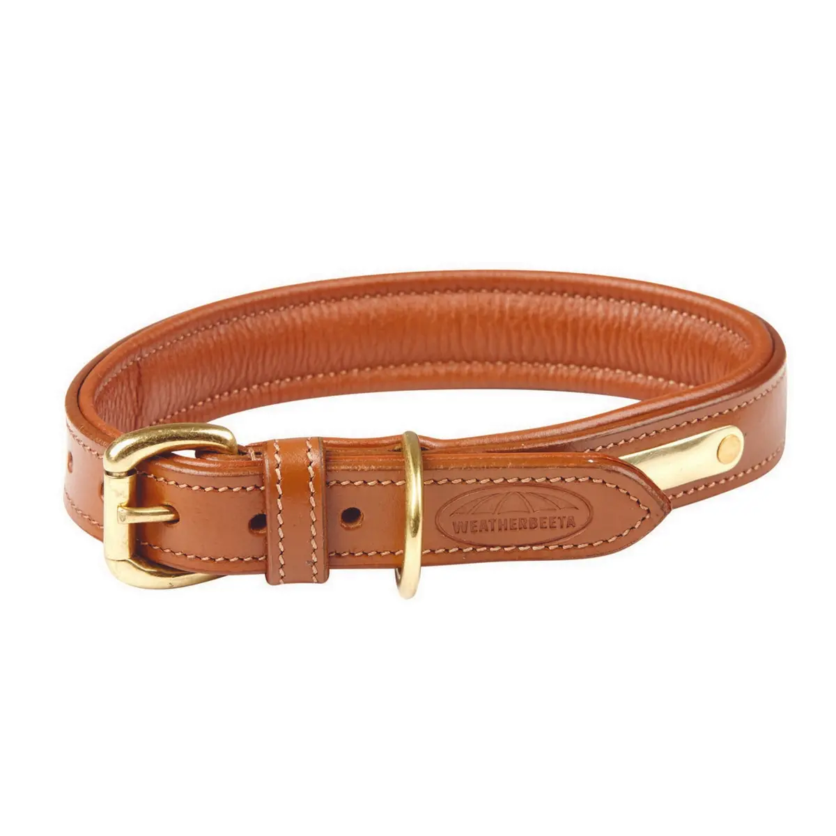 Weatherbeeta Dog Collar Padded Leather Tan 1