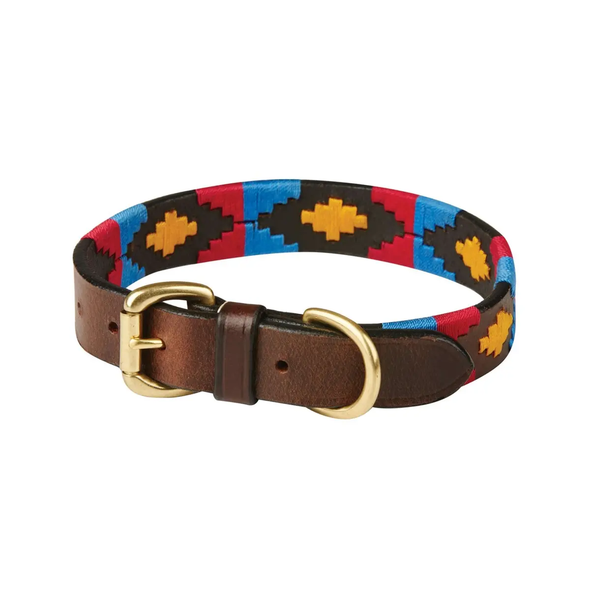 Weatherbeeta Halsband Polo Leer Cowdray/Brown/Pink/Blue/Yellow 1