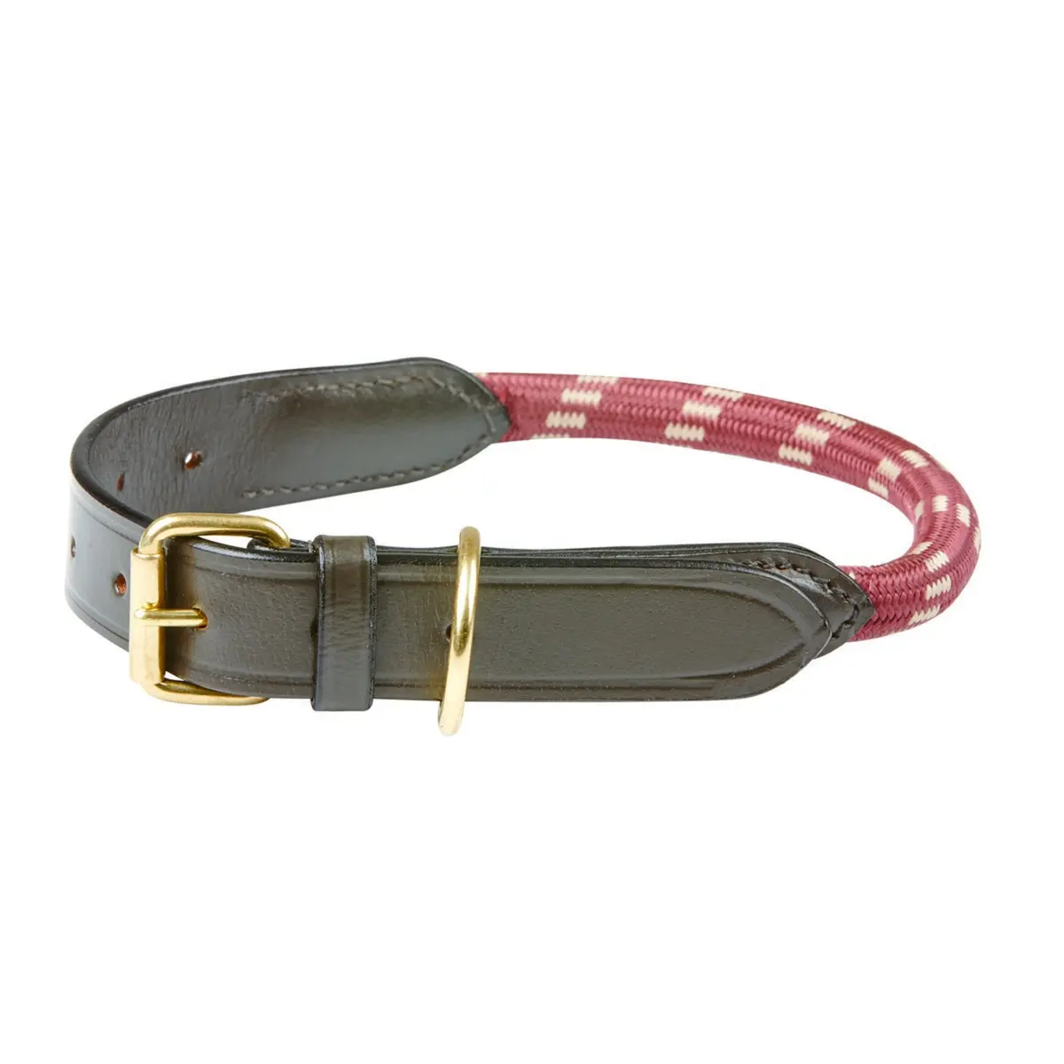 Weatherbeeta Dog Collar Rope Leather Burgundy/Brown 1