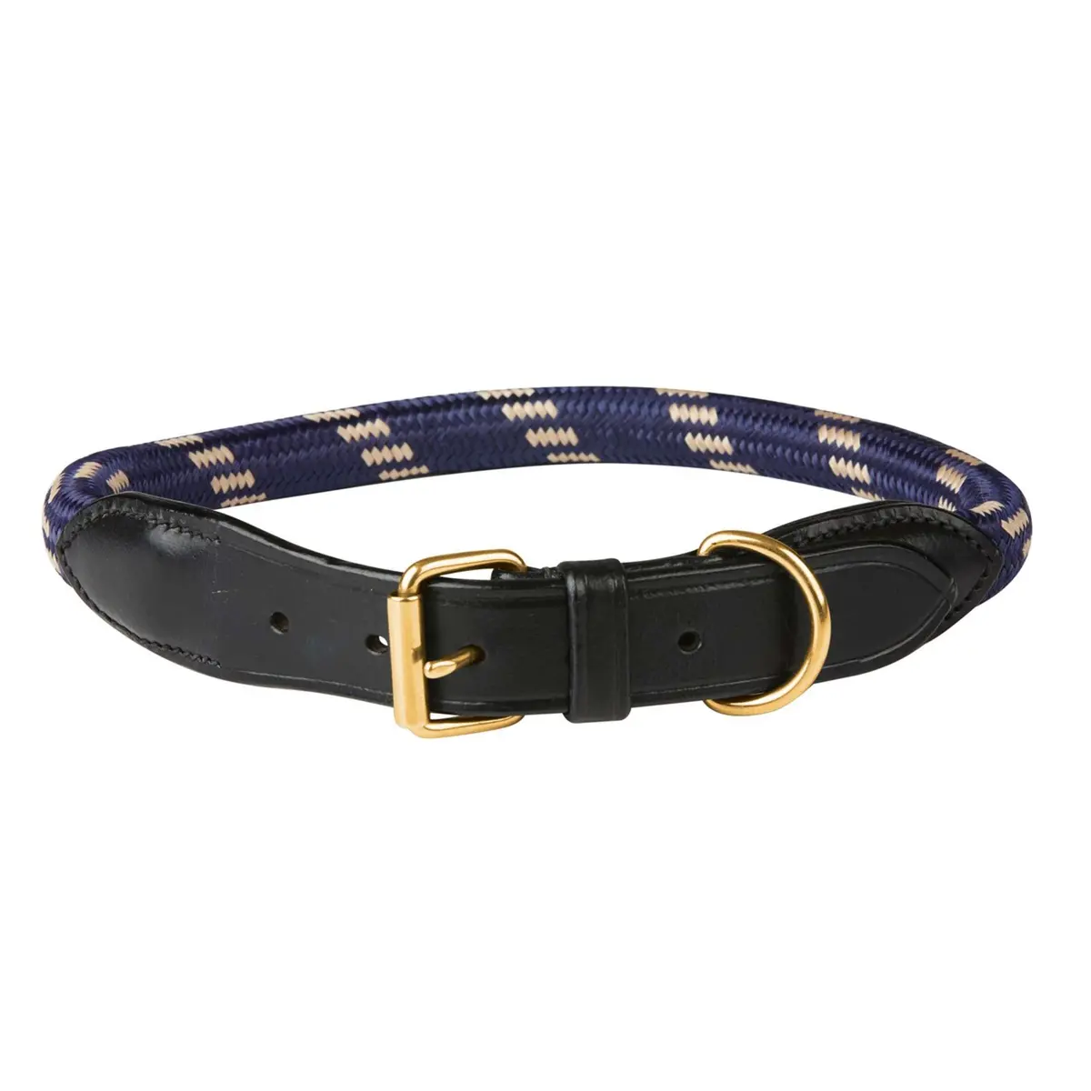 Weatherbeeta Dog Collar Rope Leather Navy/Brown 1