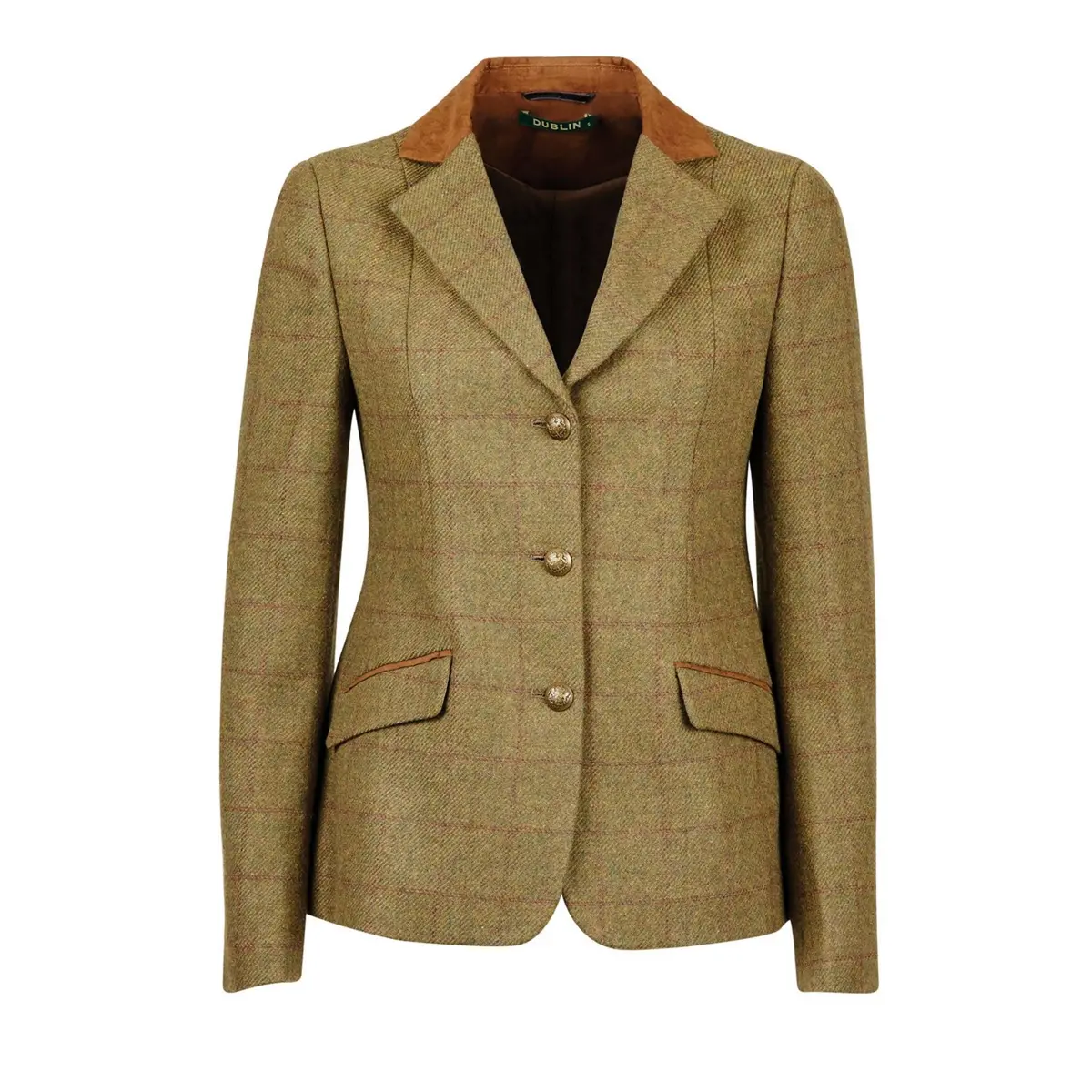 Dublin Wedstrijdjasje Albany Tweed Suede Collar Tailored Kids Bruin/Groen 1