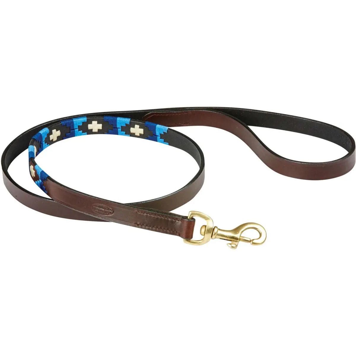 Weatherbeeta Hondenriem Polo Leer Cowdray Brown/Blauw/Blauw 1