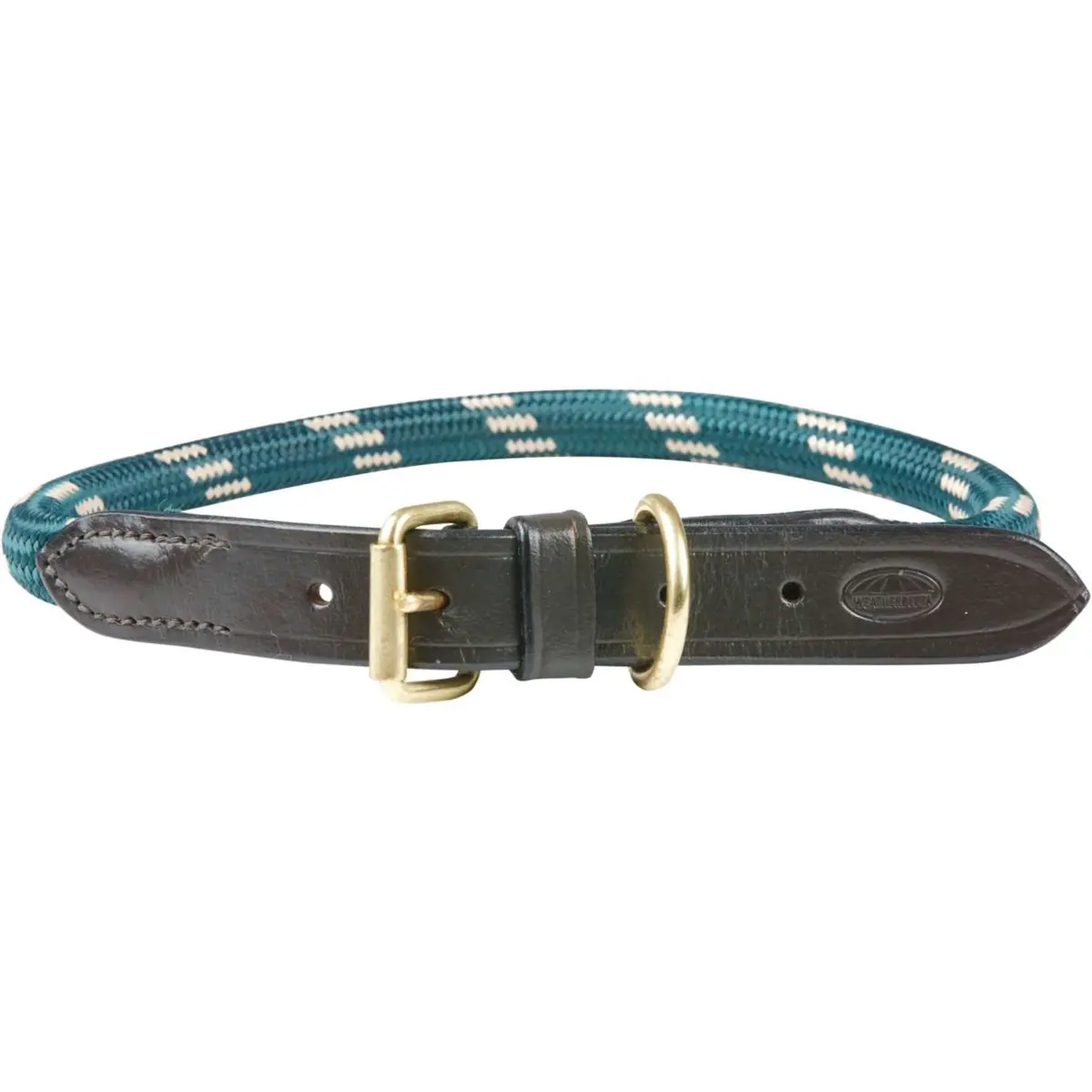 Weatherbeeta Dog Collar Rope Leather Hunter Green/Brown 1