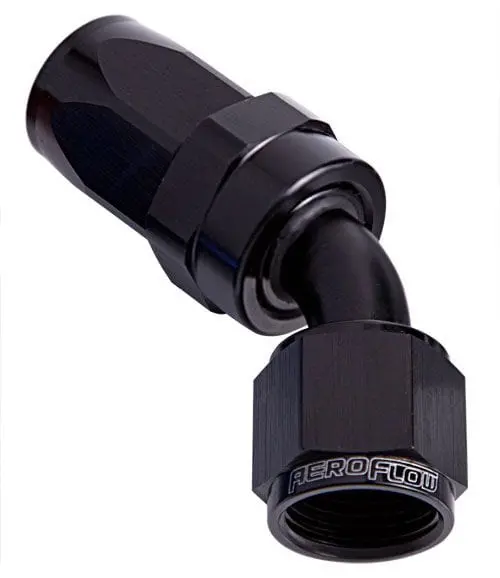Tapered 45° Swivel Hose End – -6An Black Anodized Aluminum, Direct-Fit (Af102-06Blk) 1