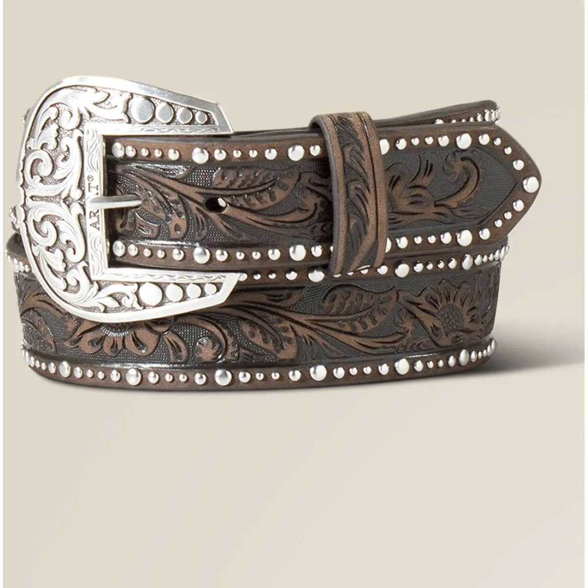 Ariat Riem Studded Tooled Embossed Bruin 1