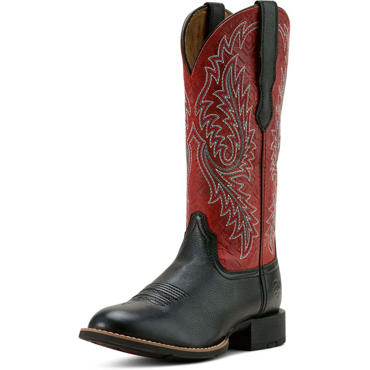 Ariat Westernlaarzen Round Up Stretchfit Dames Black Deertan/Garnet Emboss 1