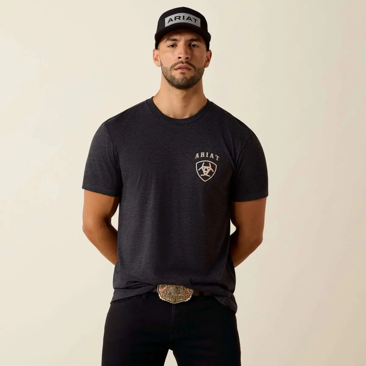 Ariat T-Shirt American Bison Tee Heren Charcoal Heather 1