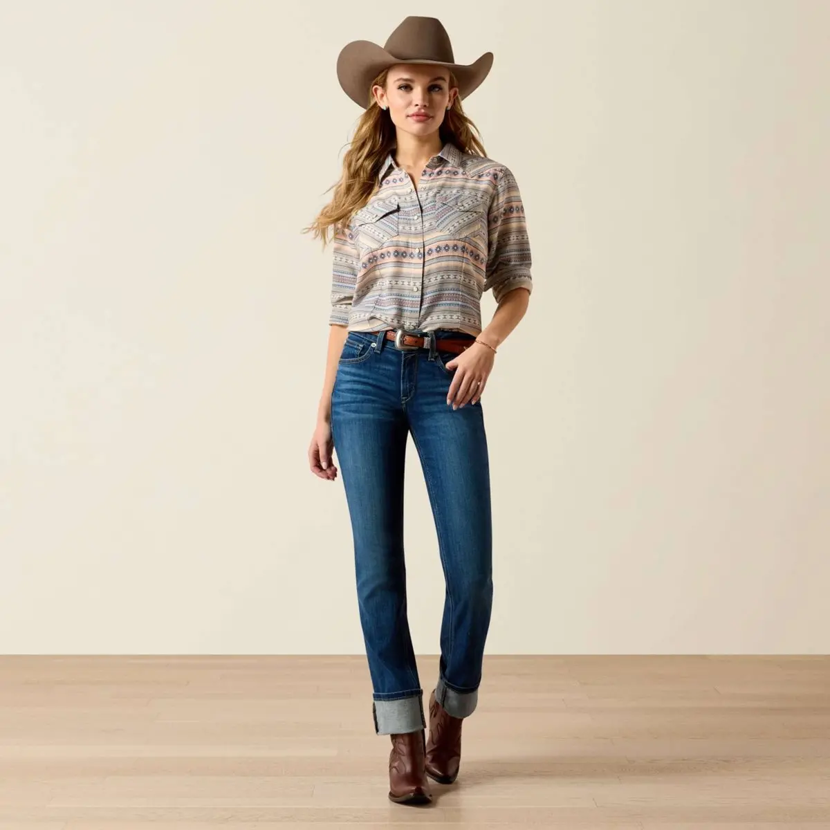 Ariat Blouse Arizona Western Dames Ombre Blue Southwest 1
