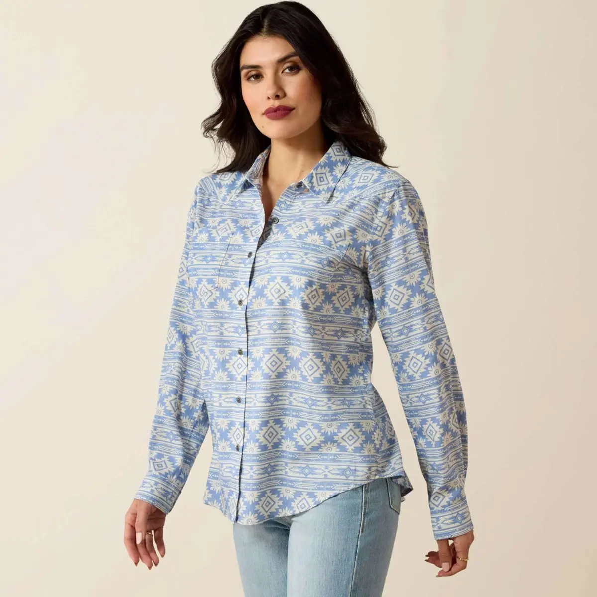 Ariat Blouse Billie Jean Dames Ashleigh Blue Crystal Southwes 1