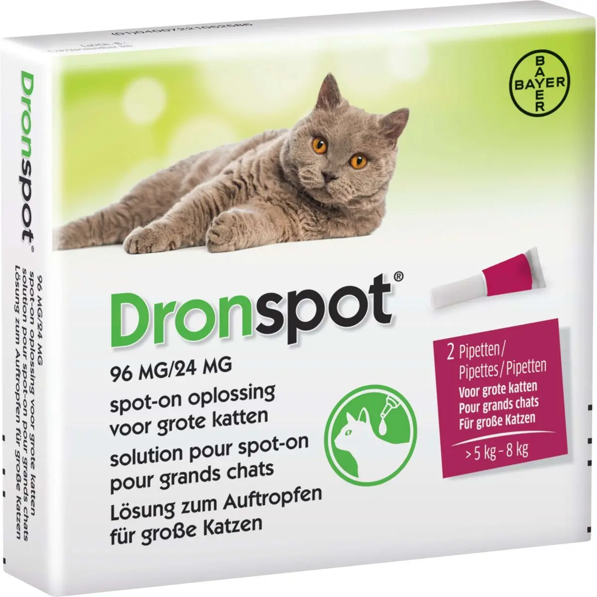 Bayer Dronspot Grote Kat 96 Mg/24 Mg >5 - 8 Kg 1