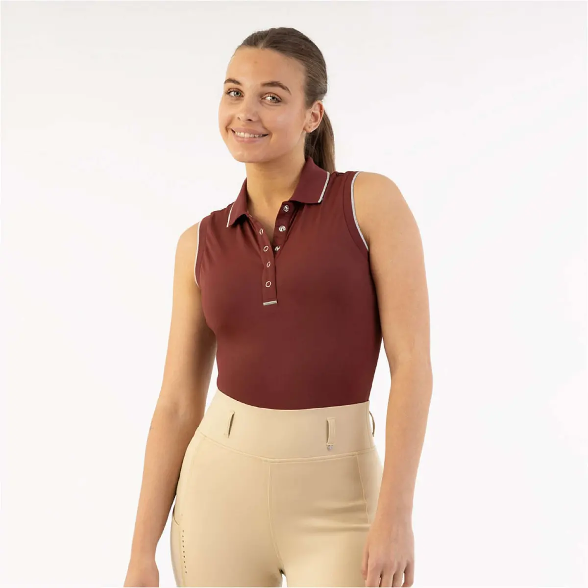 Br Polo Shirt Kiki Mouwloos New Maroon 1