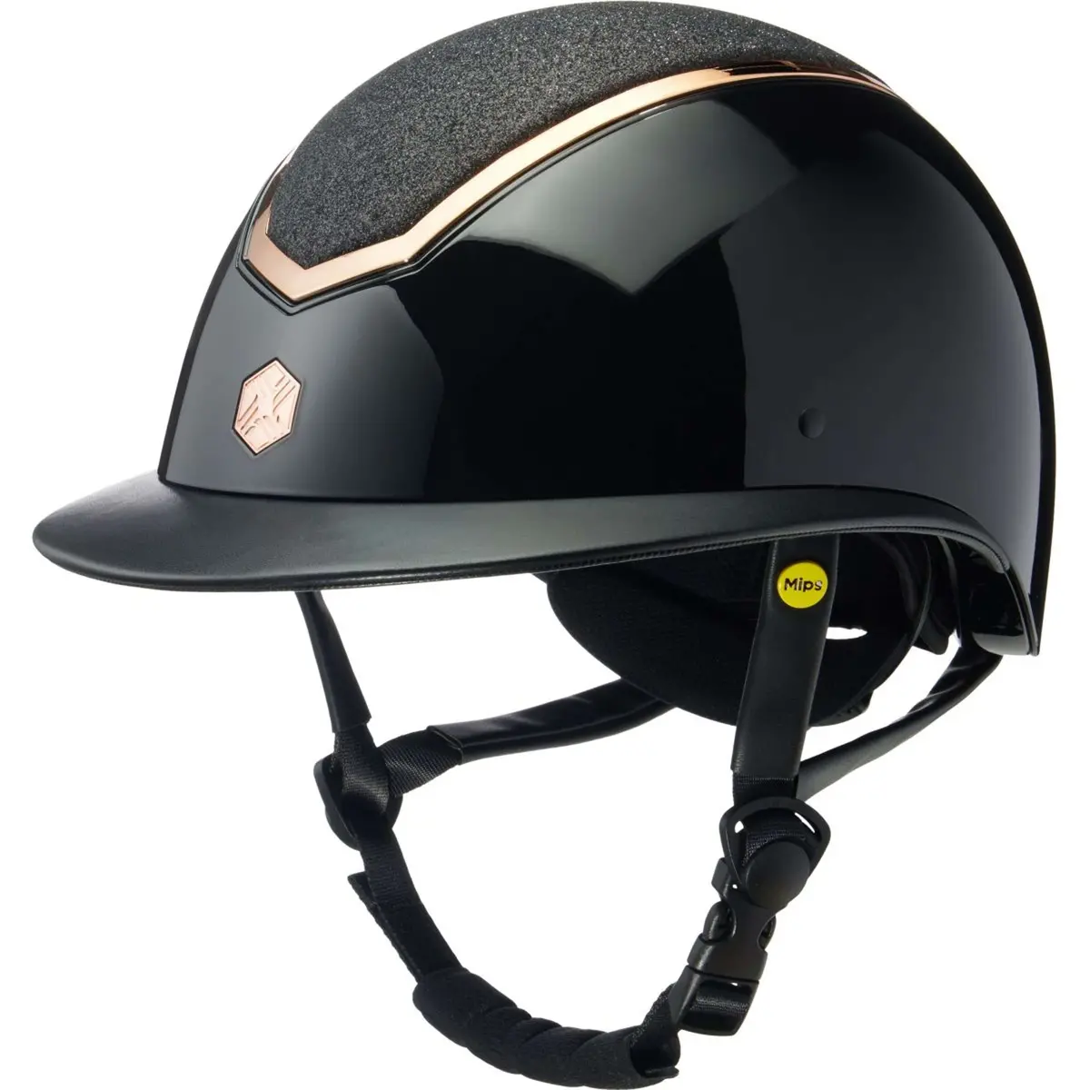 Charles Owen Cap Kylo Sparkly Wide Peak Mips Black Gloss/Rose Gold 1