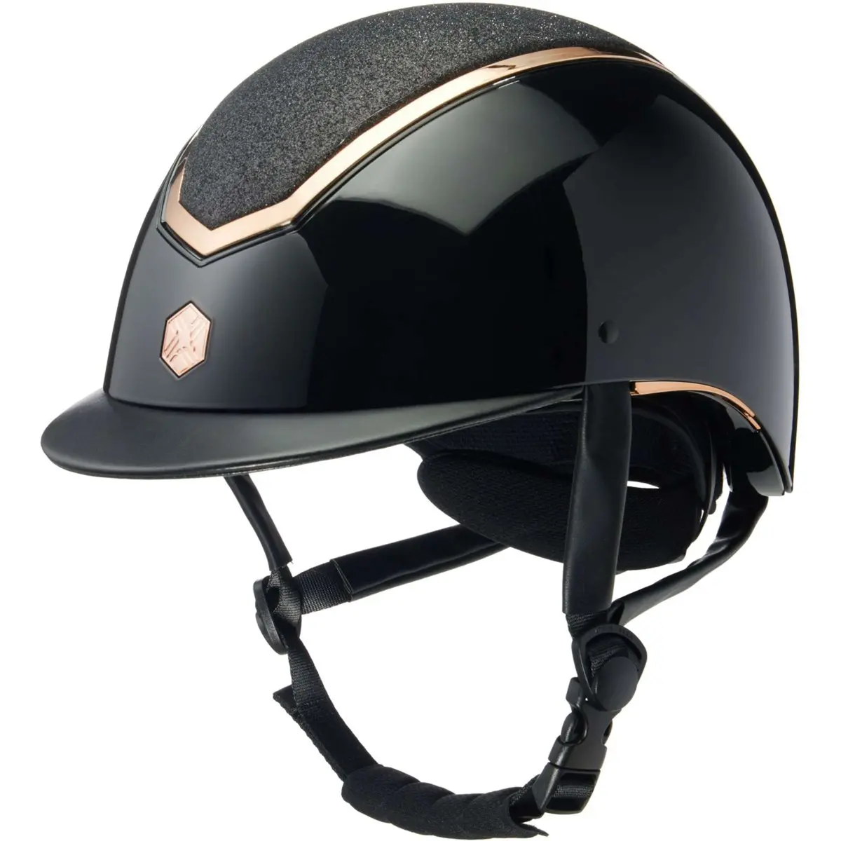 Charles Owen Cap Kylo Sparkly Black Gloss/Rose Gold 1