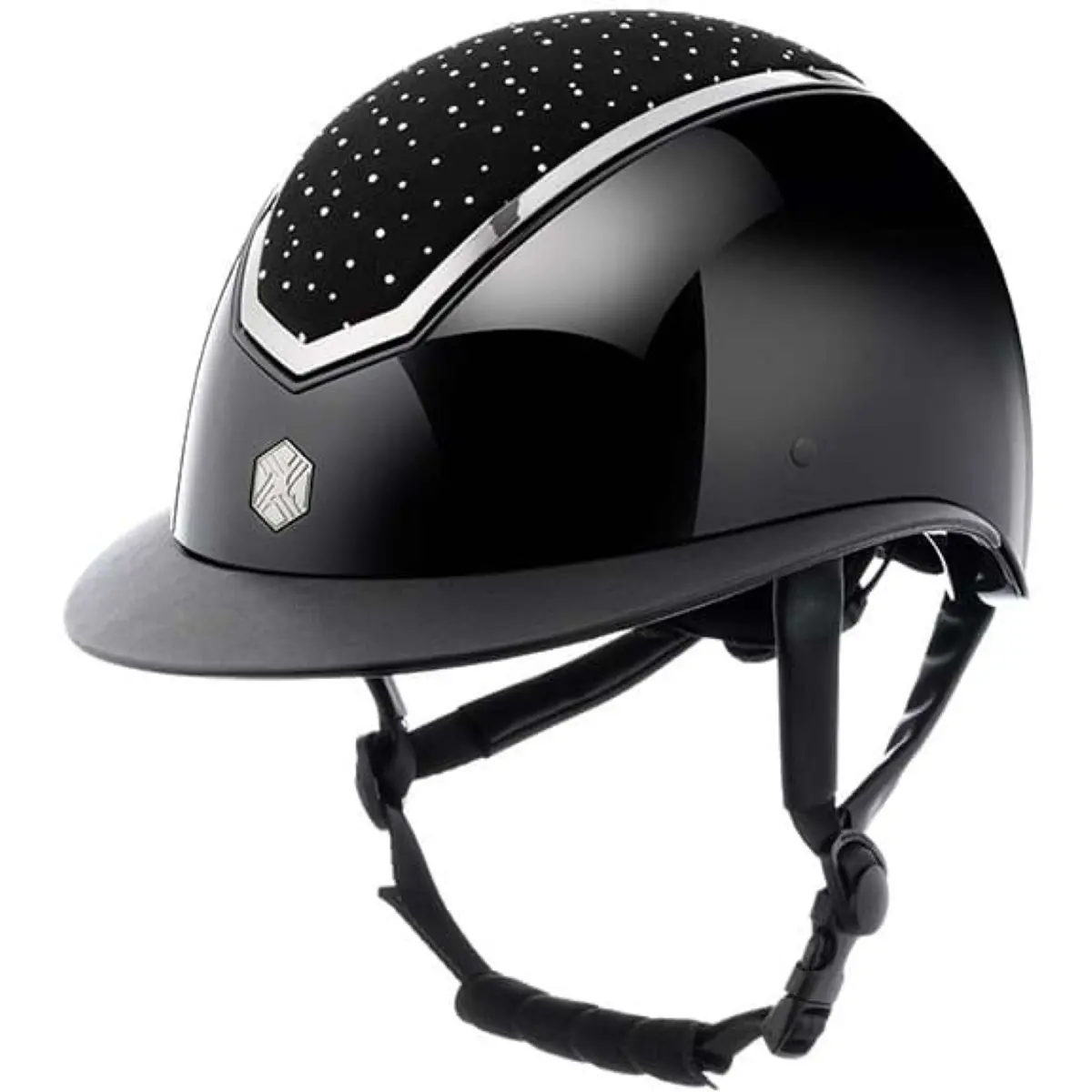 Charles Owen Cap Kylo Crystal Wide Peak Black Gloss/Chrome 1