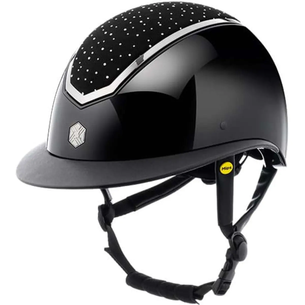 Charles Owen Cap Kylo Crystal Wide Peak Mips Black Gloss/Chrome 1
