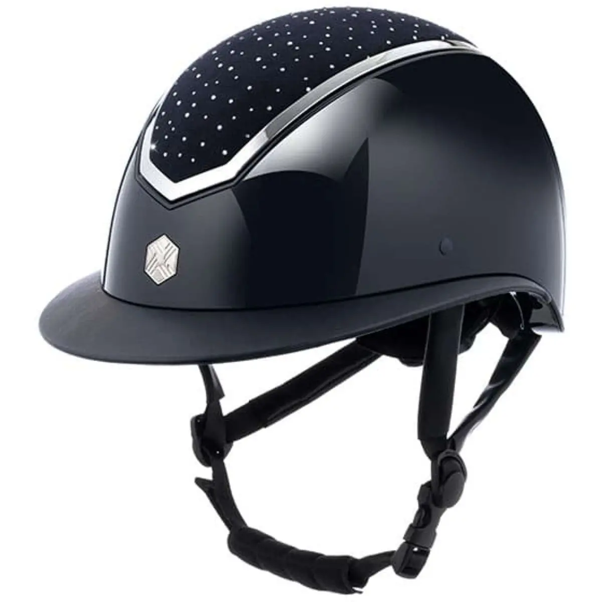 Charles Owen Cap Kylo Crystal Wide Peak Navy Gloss/Silver 1