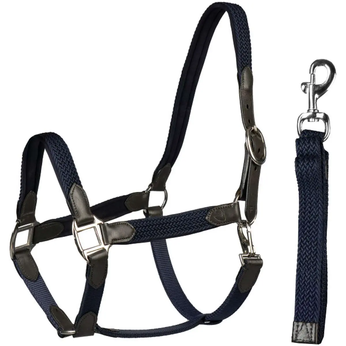 Horka Halster Set Leer Met Gevlochten Nylon Bruin/Blauw 1