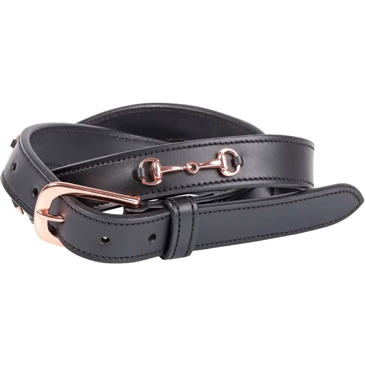 Harry's Horse Riem Bit Leer 2 Zwart/Rosegold 1
