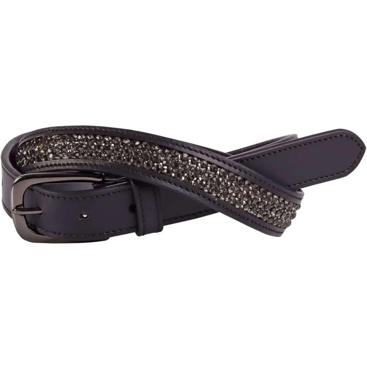 Harry's Horse Riem Leder Crystal Zwart/Gunmetal 1