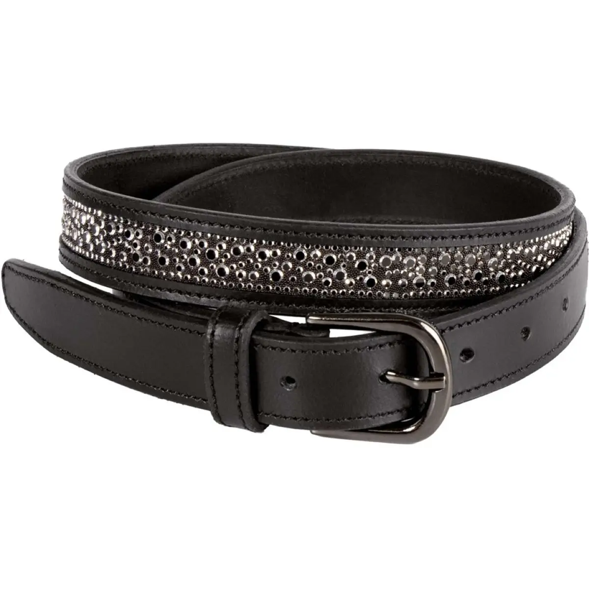 Harry's Horse Riem Leder Crystal Drops Gunmetal 1