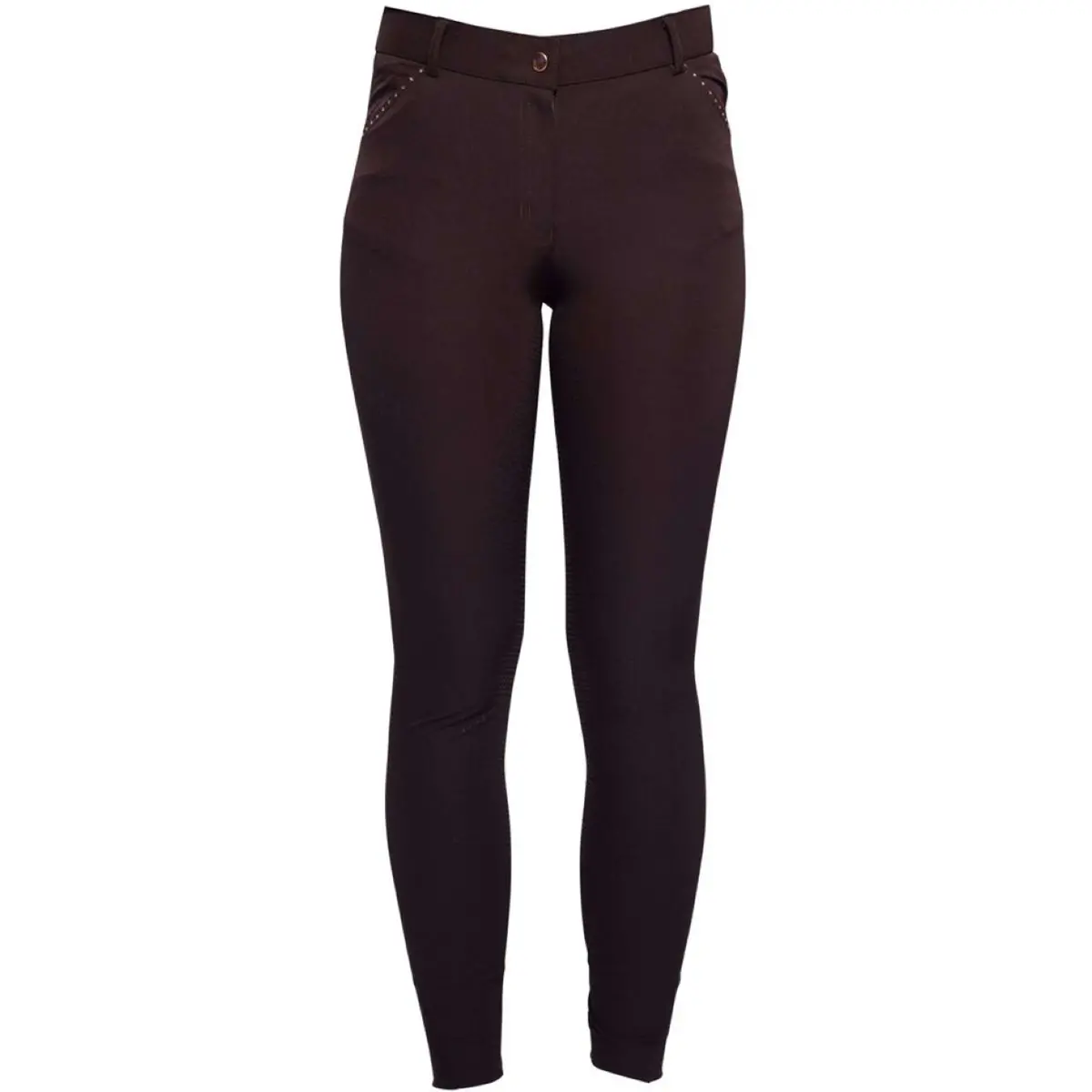 Hkm Rijbroek Rosegold Glamour Full Grip Bruin/Rosegoud 1