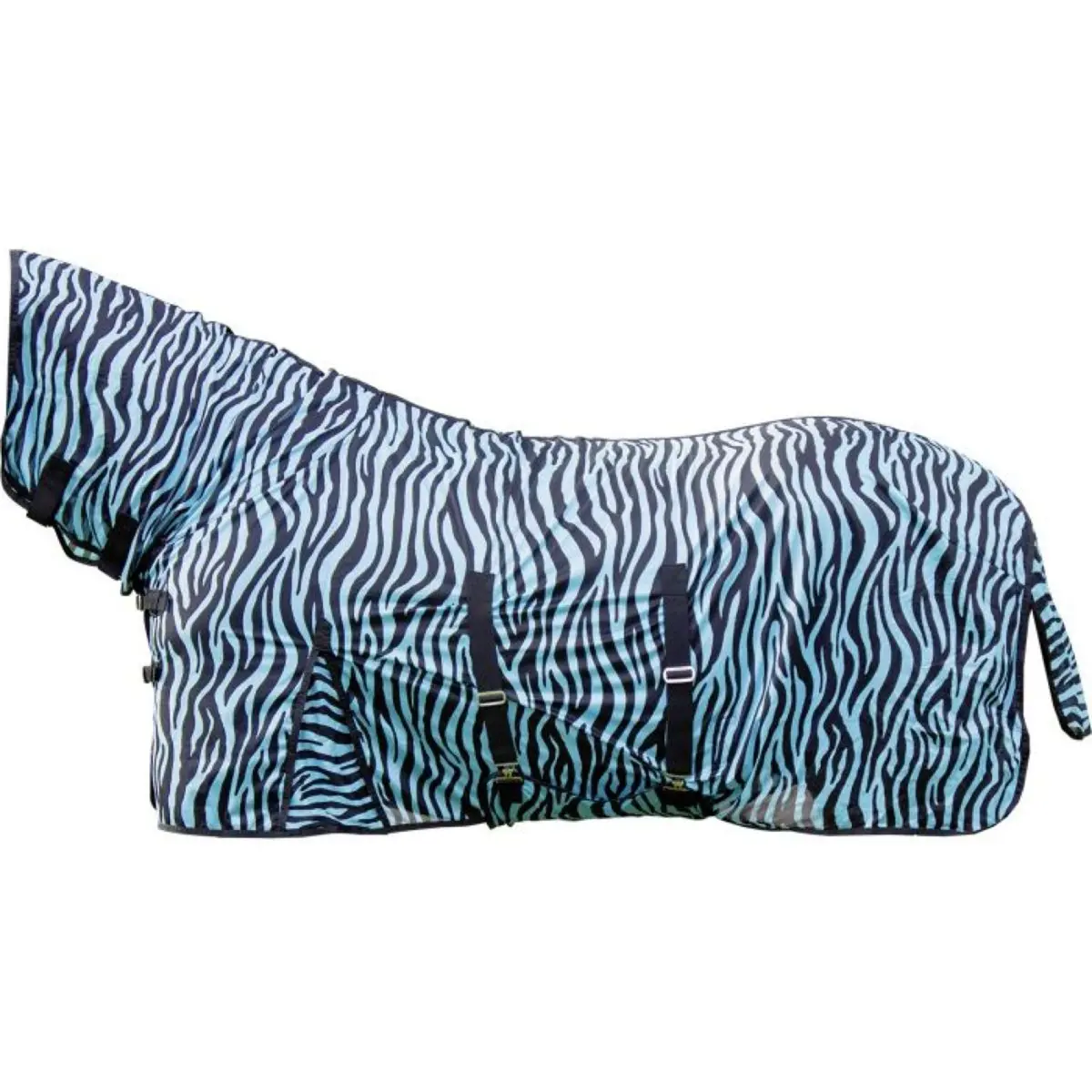 Hkm Vliegendeken Zebra Met Hals Aqua 1