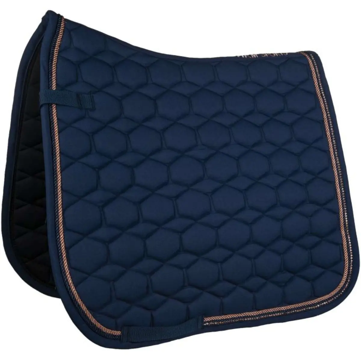 Hkm Zadeldekje Rosegold Glamour Dressuur Donkerblauw/Rosegoud 1
