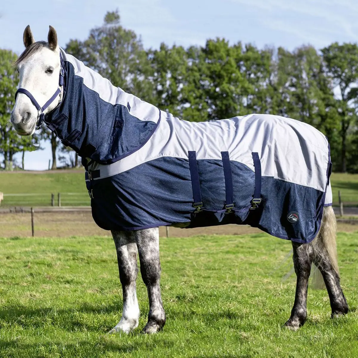 Hkm Vliegendeken Rain Met Nek En Buikflap Donkerblauw/Grijs 1