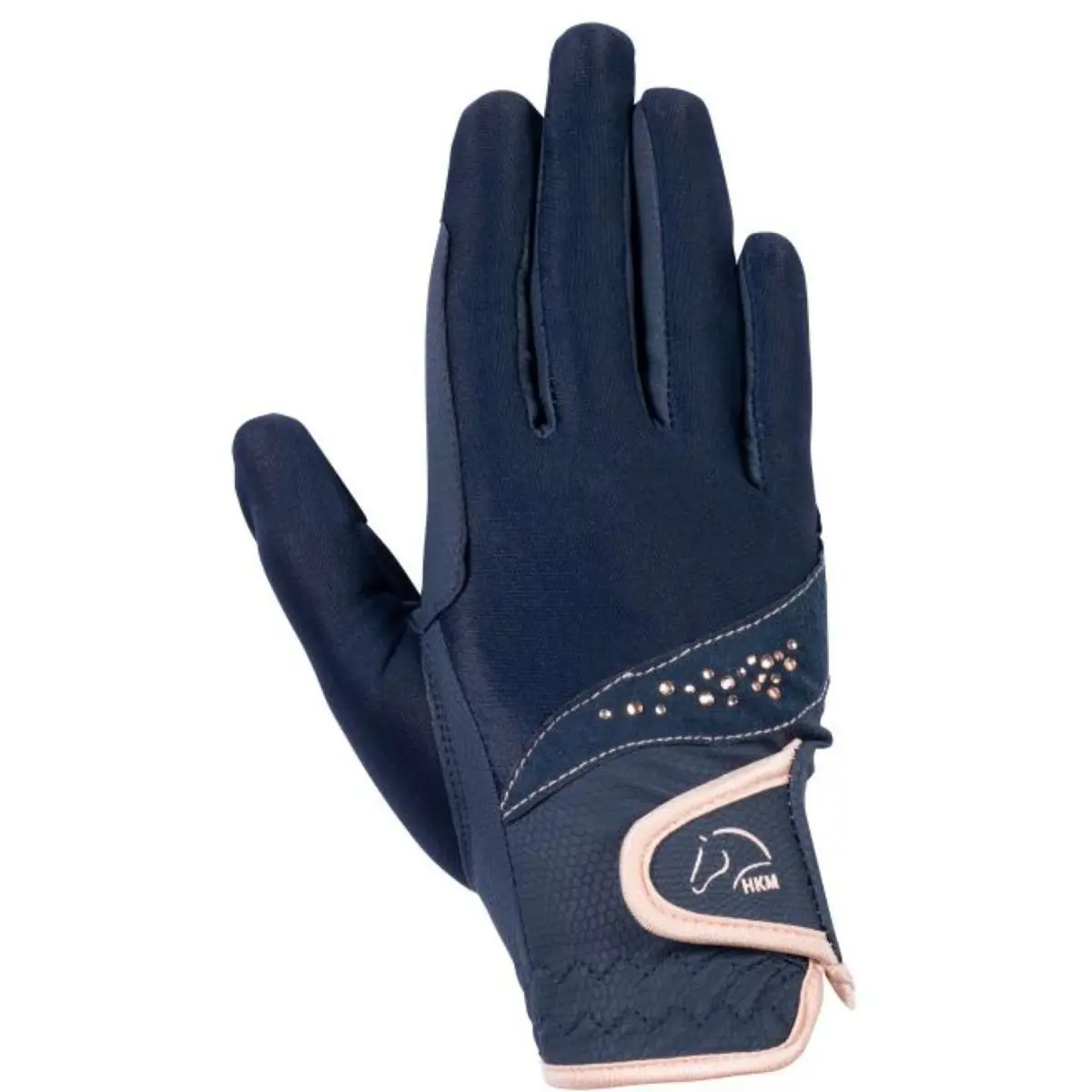 Hkm Rijhandschoenen Rosegold Glamour Donkerblauw 1