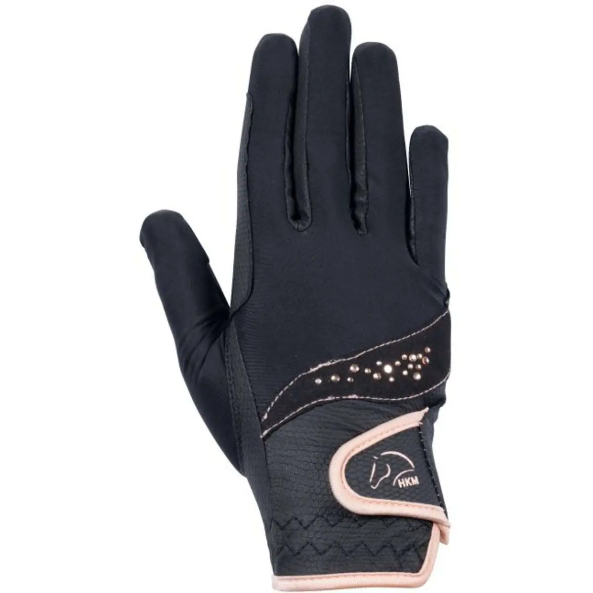 Hkm Rijhandschoenen Rosegold Glamour Zwart 1