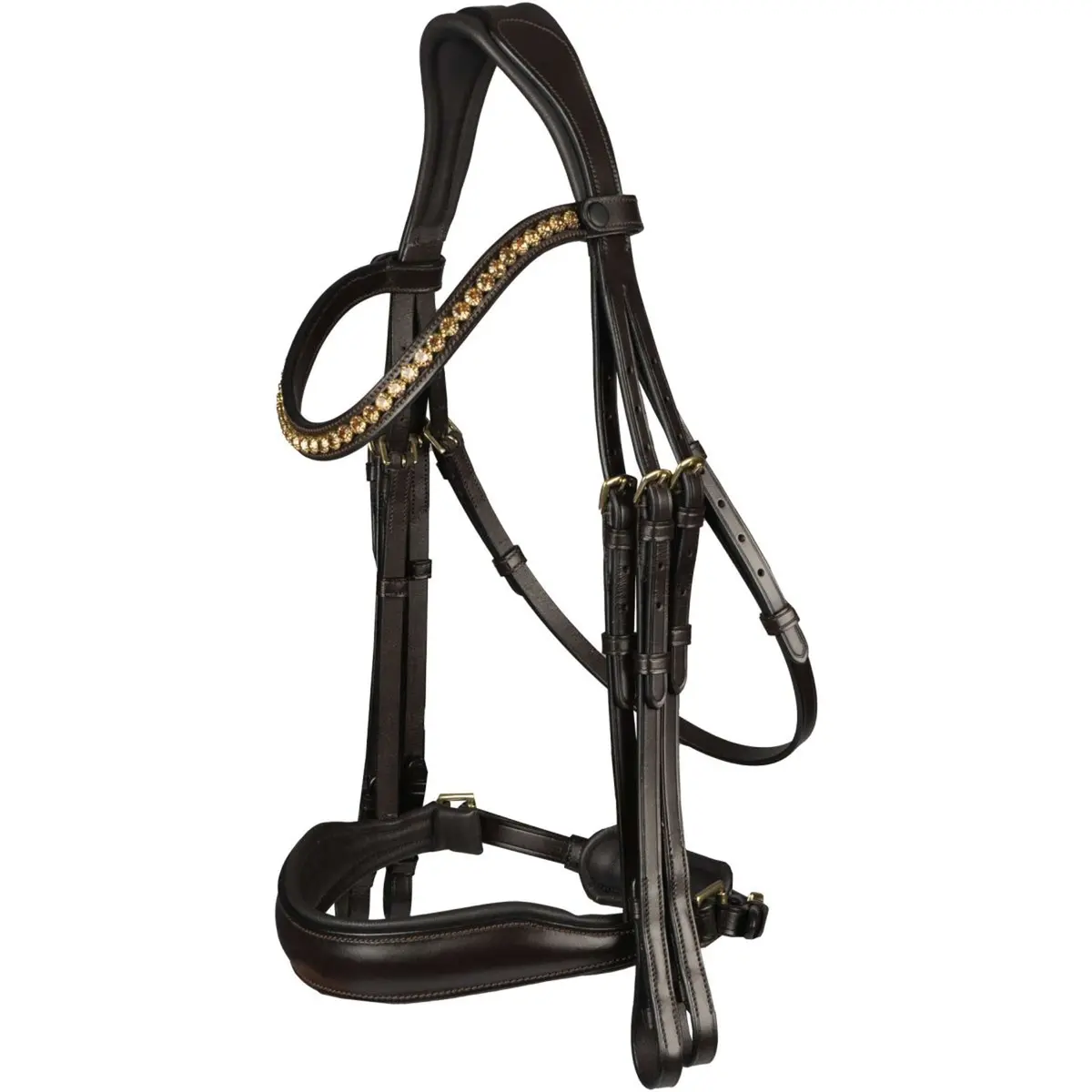 Horka Stang- En Trenshoofdstel Las Vegas Bruin/Goud 1