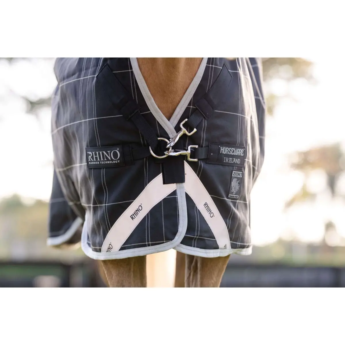 Rhino Wug Pony Turnout 250G Varilayer Black/Grey/White Check/Gray 2