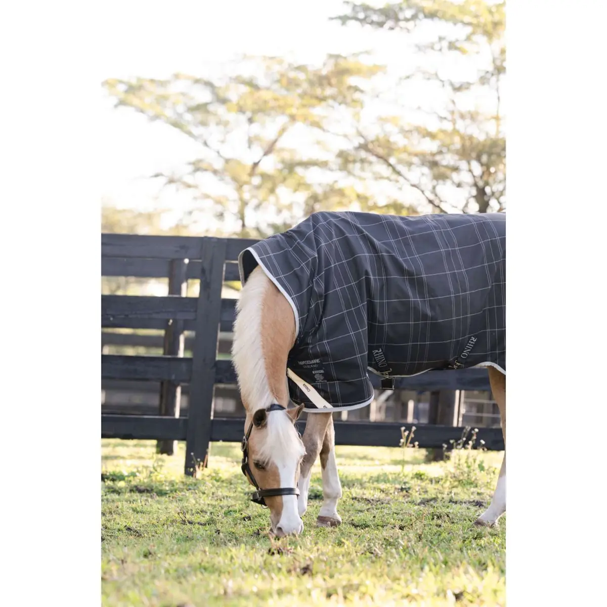 Rhino Wug Pony Turnout 250G Varilayer Black/Grey/White Check/Gray 4