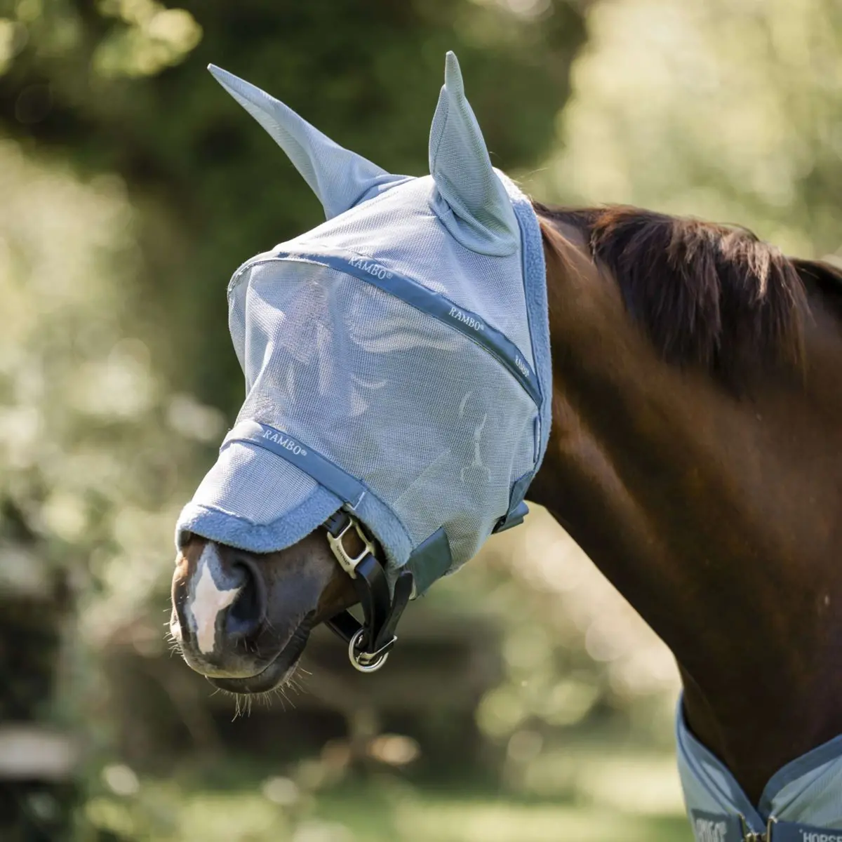 Rambo Fly Mask Heather Blue/Blue/Silver 1