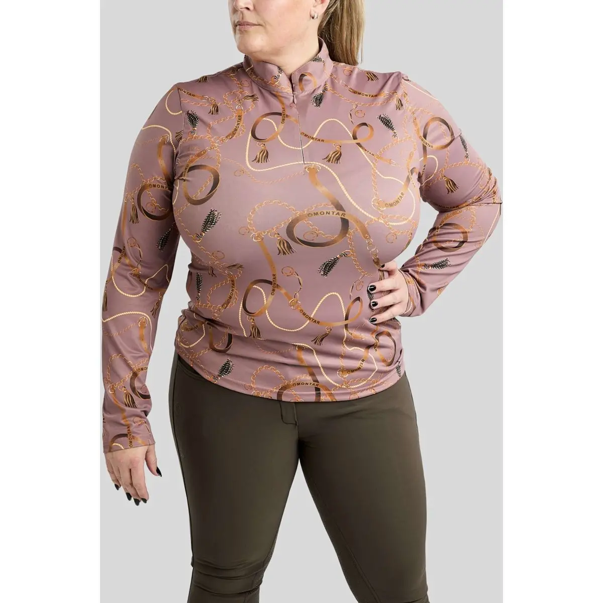 Montar Shirt Haily Bridle Print Curve Lange Mouwen Dusty Rose 1