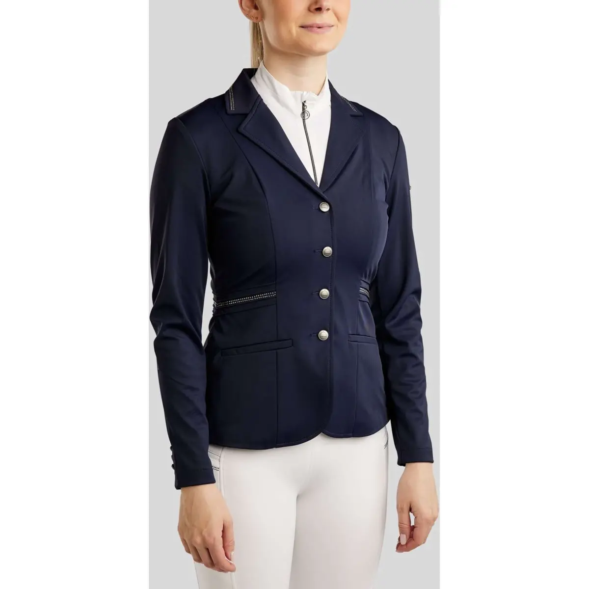 Montar Wedstrijdjasje Mopearl Pintucks Gun Metal Crystals Navy 1