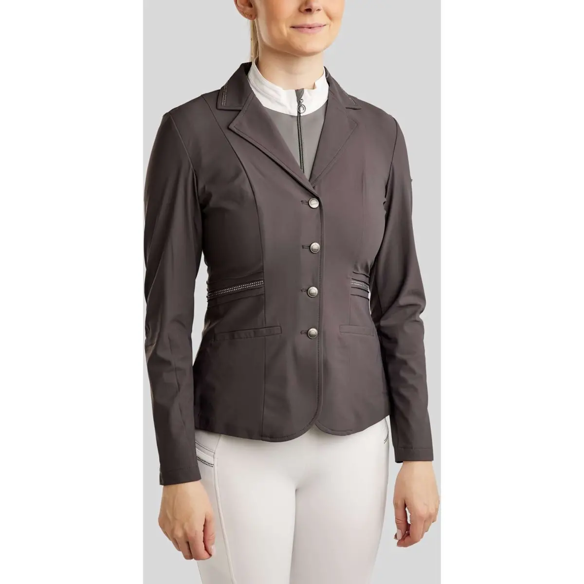 Montar Wedstrijdjasje Mopearl Pintucks Gun Metal Crystals Slate Grey 1