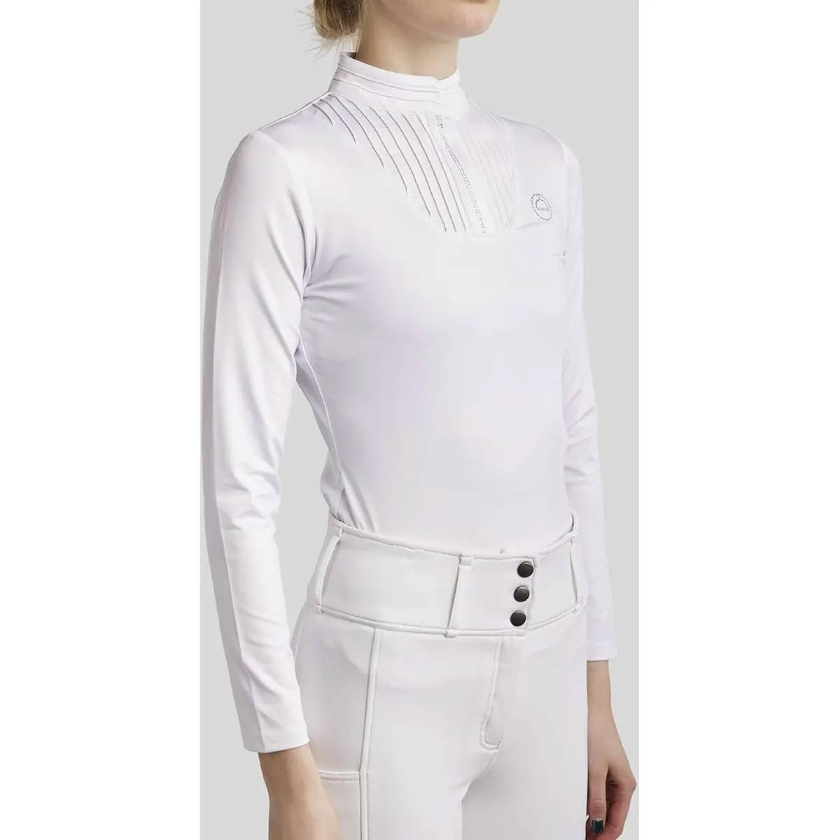 Montar Wedstrijdshirt Morosie Pintucks Lange Mouwen Wit 1