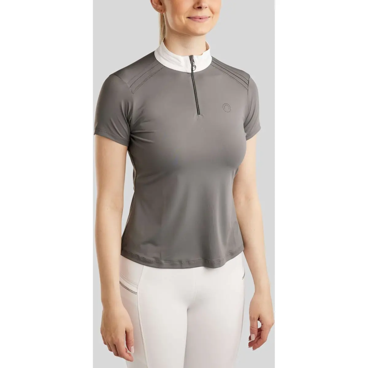 Montar Wedstrijdshirt Mopearl Pintucks Gun Metal Crystals Grijs 1
