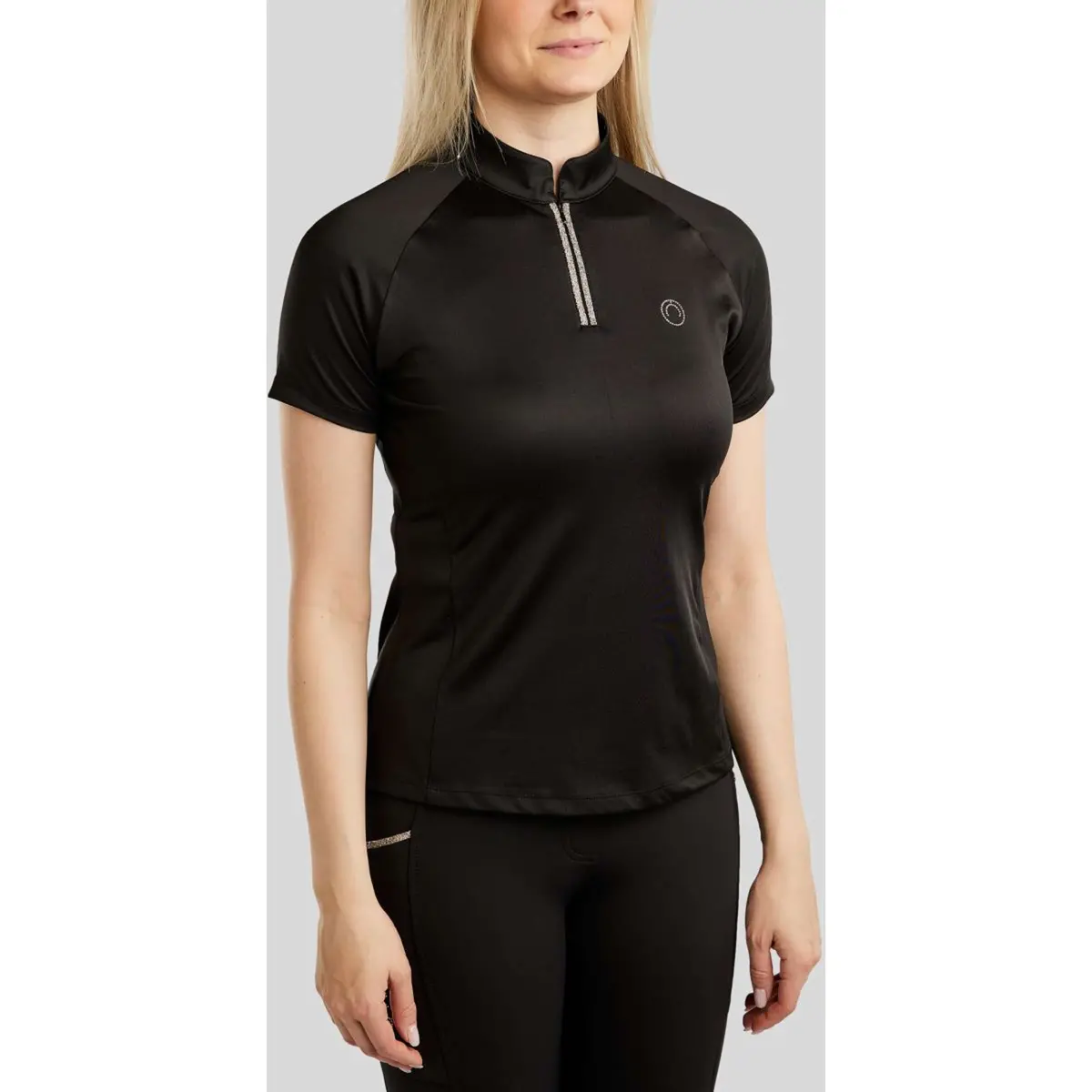 Montar Poloshirt Molila Champagne Crystals Zwart 1