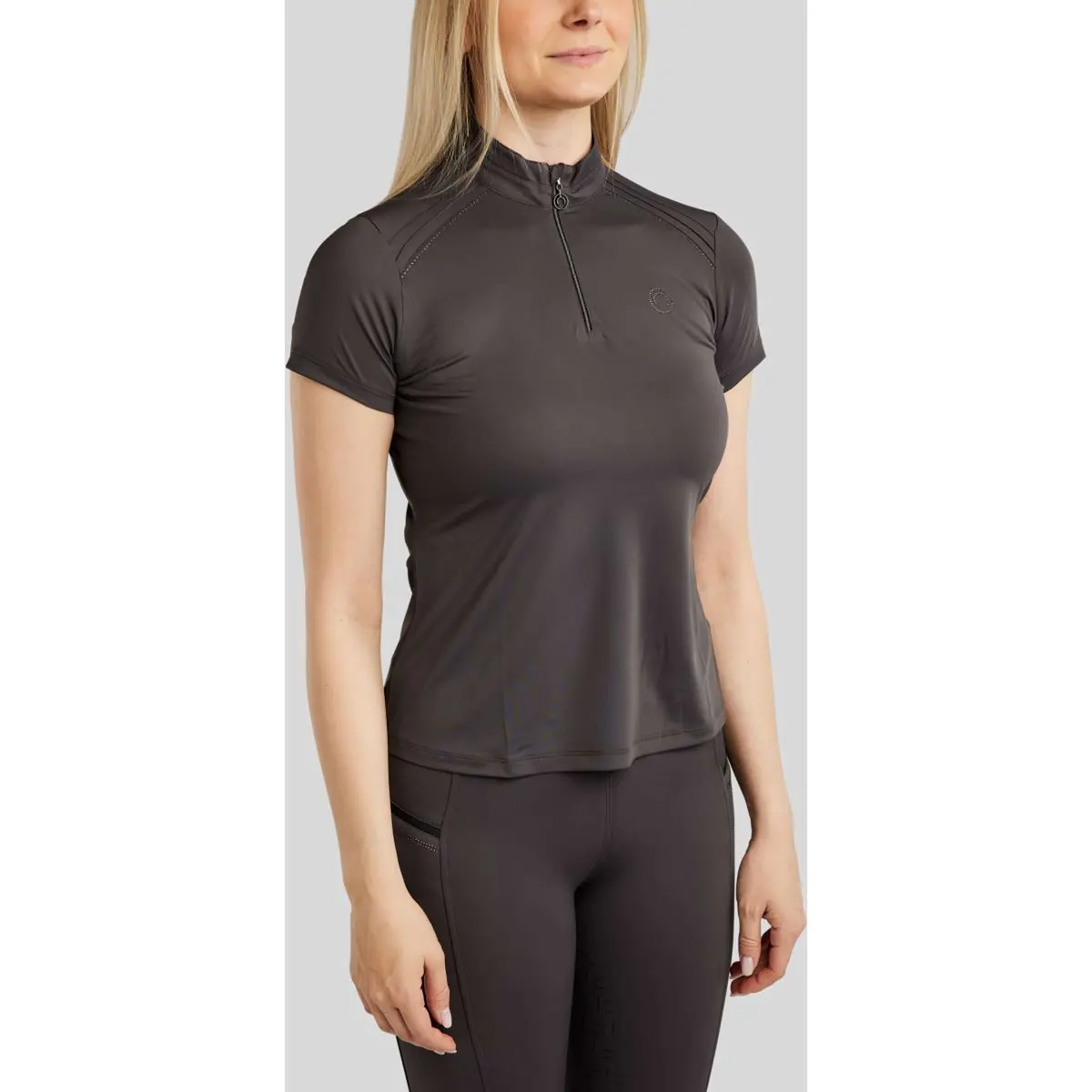 Montar Poloshirt Mopearl Pintuck Slate Grey 1