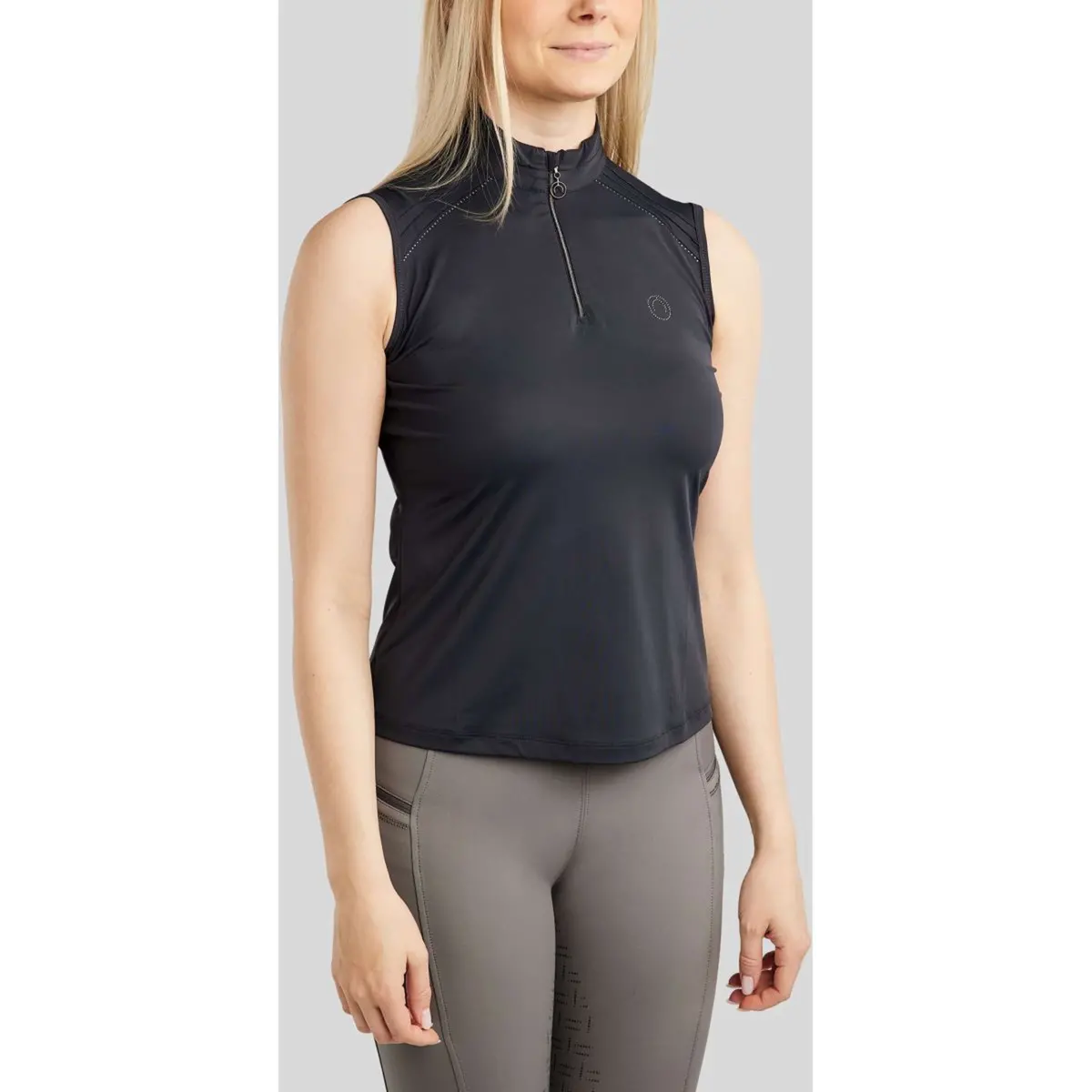 Montar Shirt Mopearl Pintuck Mouwloos Navy 1