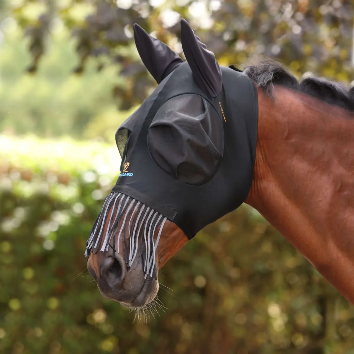Flyguard Vliegenmasker Pro Stretch Met Oren En Franjes Jet 1