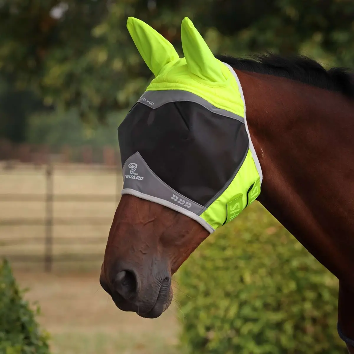 Flyguard Vliegenmasker Pro Hi-Viz Fine Mesh Met Oren Fluo Geel 1